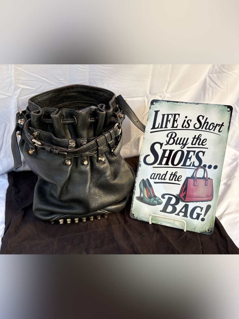 Alexander Wang Stud-Trim Drawstring Bucket Bag -